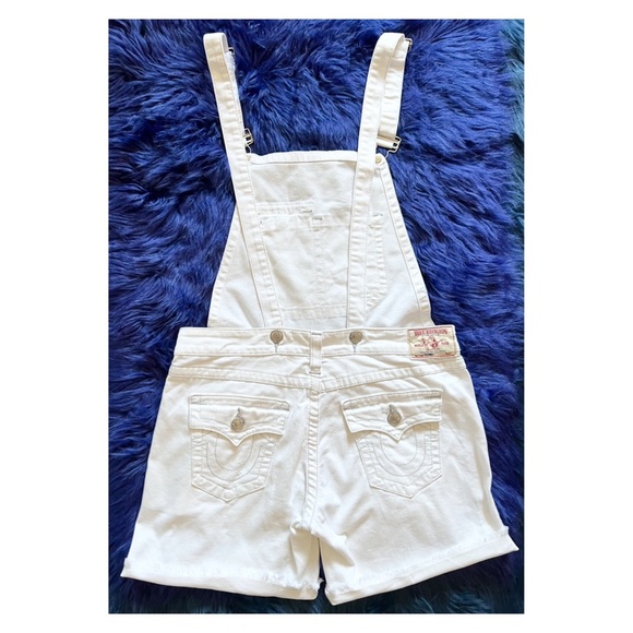 TRUE RELIGION Ripped Frayed Hem Jean Denim Overalls - Picture 10 of 14